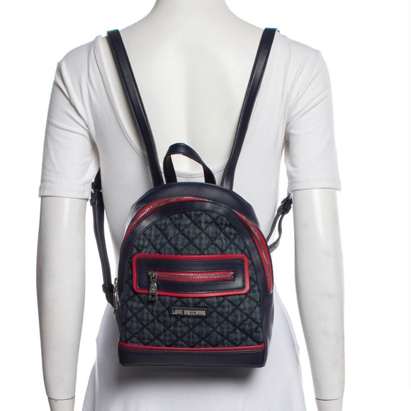 EUC Love ❤️ Moschino Denim & Blue Leather Backpack main image 8
